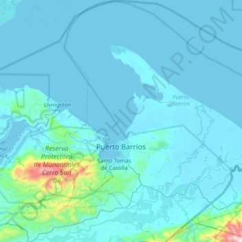 Puerto Barrios Topographic Map Elevation Relief