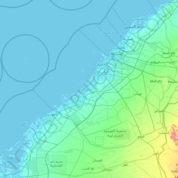 Dubai Topographic Map Elevation Relief