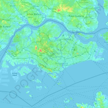 Singapore Sea Level Map Singapore Topographic Map, Elevation, Relief