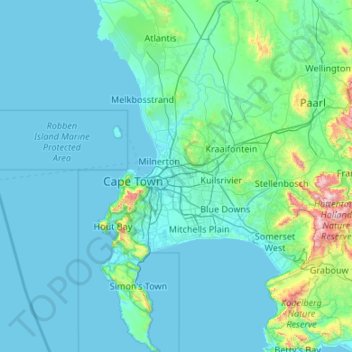 Cape Town Topographic Map City Of Cape Town Topographic Map, Elevation, Relief