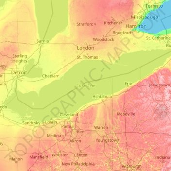 Lake Erie Topo Map Lake Erie Topographic Map, Elevation, Relief
