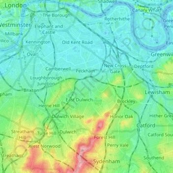 Topographic Map Near Me London Borough Of Southwark Topographic Map, Elevation, Relief
