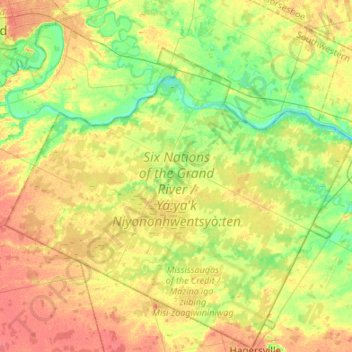 Six Nations Of The Grand River Map Six Nations Of The Grand River Topographic Map, Elevation, Relief