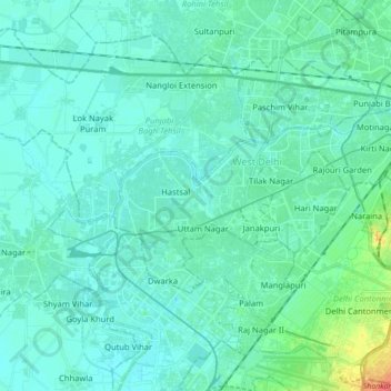 Patel Nagar Delhi Map Patel Nagar Tehsil Topographic Map, Elevation, Relief