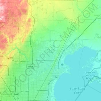 Lake St Clair Topographic Map Macomb County Topographic Map, Elevation, Relief