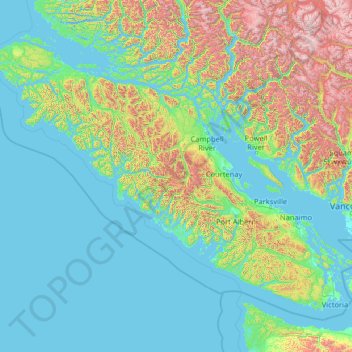 British Columbia Elevation Map Vancouver Island Topographic Map, Elevation, Relief