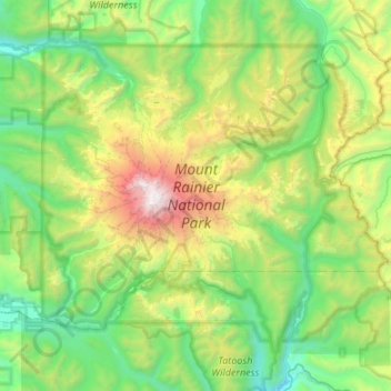 Mount Rainier Topographic Map Mount Rainier National Park Topographic Map, Elevation, Relief