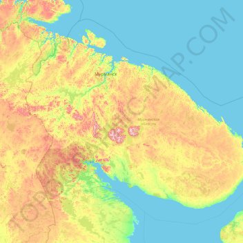 Murmansk Oblast topographic map, elevation, relief