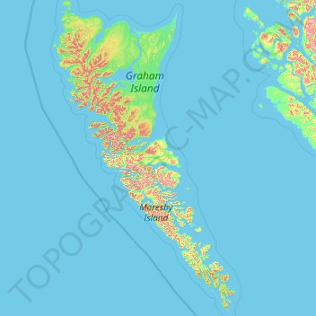 map of haida gwaii Haida Gwaii Topographic Map Elevation Relief map of haida gwaii