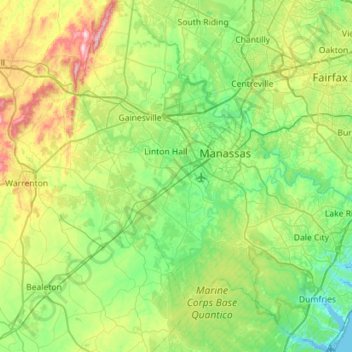 Map Of Prince William County Va Prince William County Topographic Map, Elevation, Relief