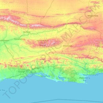 Map Of George South Africa George Local Municipality Topographic Map, Elevation, Relief