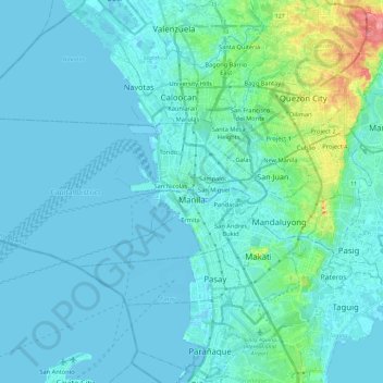 Topographic Map Of Manila Manila Topographic Map, Elevation, Relief