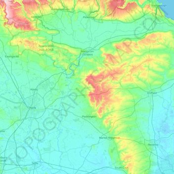 River Derwent topographic map, elevation, relief