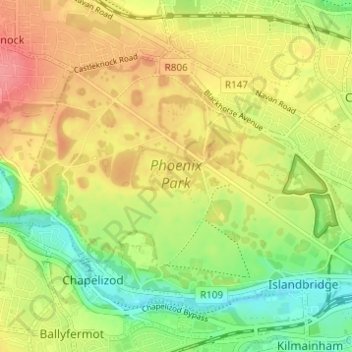 Topographic Map Of Phoenix Phoenix Park Topographic Map, Elevation, Relief