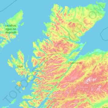Highland topographic map, elevation, relief