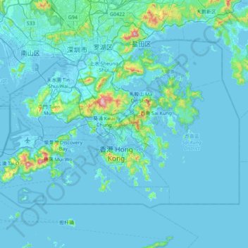 Hong Kong Topographic Map Hong Kong Topographic Map, Elevation, Relief