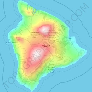 Big Island Topographic Map Hawaii Topographic Map, Elevation, Relief