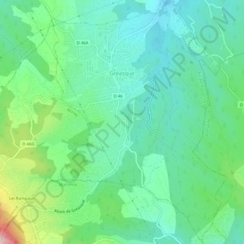 Gréasque topographic map, elevation, relief