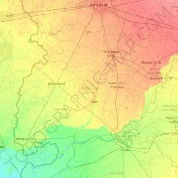 Tarn Taran District Map Tarn Taran District Topographic Map, Elevation, Relief