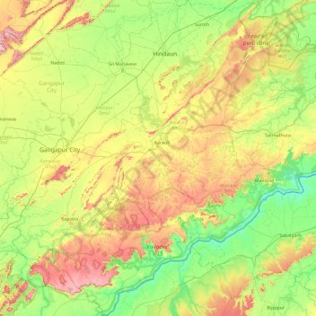 Topographic Map Of Rajasthan Karauli Topographic Map, Elevation, Relief