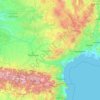 Occitania topographic map, elevation, relief