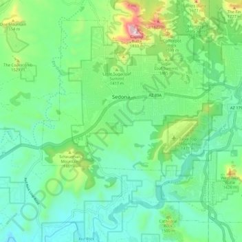 Sedona Az Elevation Map Sedona Topographic Map, Elevation, Relief