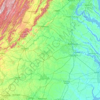 Richmond Va Elevation Map James River Topographic Map, Elevation, Relief