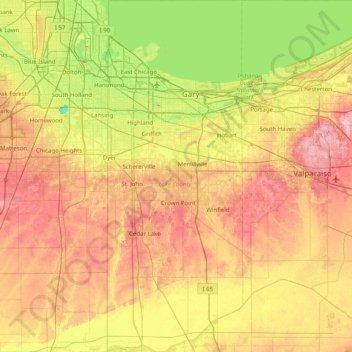 Lake County Indiana Map Lake County Topographic Map, Elevation, Relief