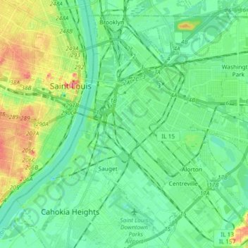 St Louis Elevation Map East Saint Louis Topographic Map, Elevation, Relief