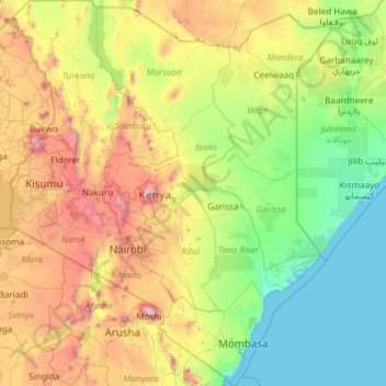 Topographic Map Of Kenya Kenya topographic map, elevation, relief