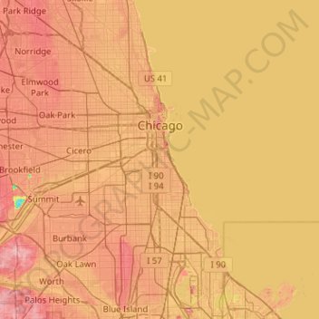 Topographic Map Of Chicago Chicago topographic map, elevation, relief