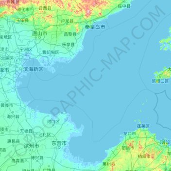 Bohai Sea On Map Bohai Sea Topographic Map, Elevation, Relief
