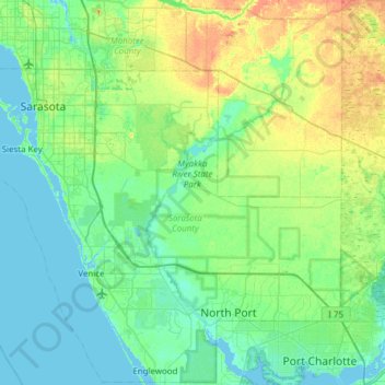 Myakka River topographic map elevation - Thumbnail
