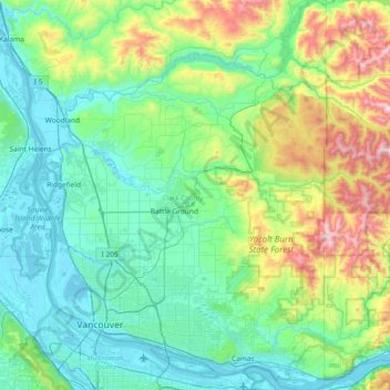 Topographic Map Of Vancouver Clark County Topographic Map, Elevation, Relief