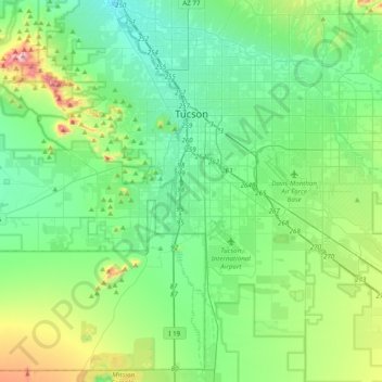 Tucson Topographic Map Elevation Relief