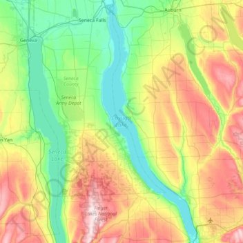 Cayuga Lake Topographic Map Cayuga Lake Topographic Map, Elevation, Relief