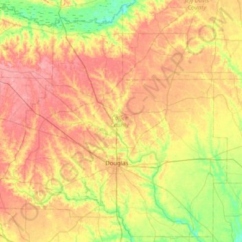 Coffee County topographic map, elevation, relief