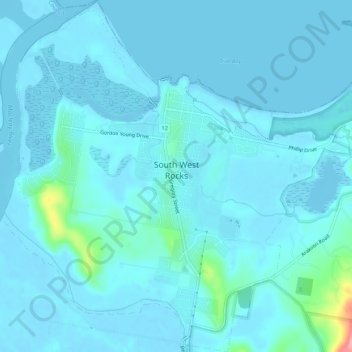 South West Rocks Map South West Rocks Topographic Map, Elevation, Relief