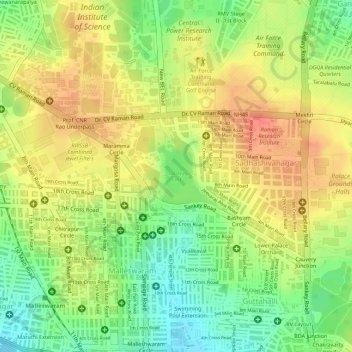 Topographic Map Of Bangalore Sankey Tank Topographic Map, Elevation, Relief