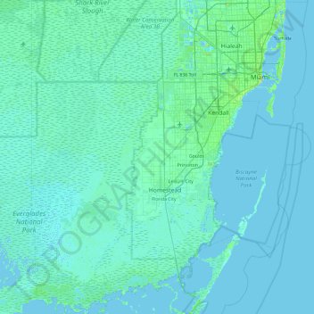 Miami-Dade County topographic map, elevation, relief
