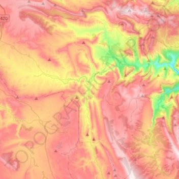 Aliaga topographic map, elevation, relief