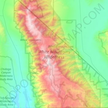 White Mountains Topographic Map White Mountains Wilderness Area Topographic Map, Elevation, Relief