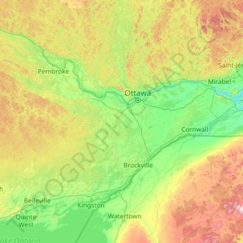 Topographical Map Of Ontario Eastern Ontario Topographic Map, Elevation, Relief