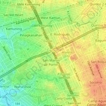 Cubao Quezon City Map Cubao Topographic Map, Elevation, Relief