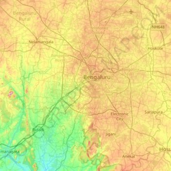 Topographic Map Of Bangalore Bangalore Urban Topographic Map, Elevation, Relief