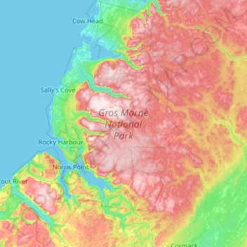 Gros Morne National Park Topographic Map Elevation Relief