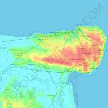 Map Of Thanet Kent Thanet Topographic Map, Elevation, Relief