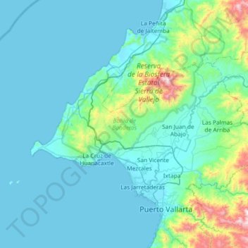 Bahia De Banderas Map Bahía De Banderas Topographic Map, Elevation, Relief