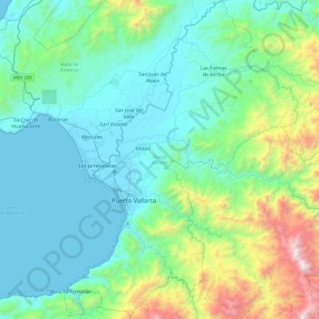 Puerto Vallarta Topographic Map Elevation Relief