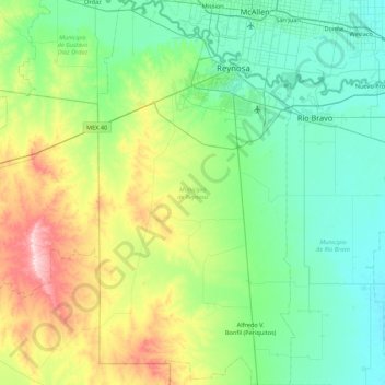 Reynosa Topographic Map Elevation Relief